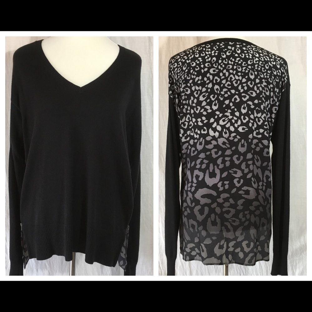 Central Park‎ West Leopard Print Sheer Back Sweater